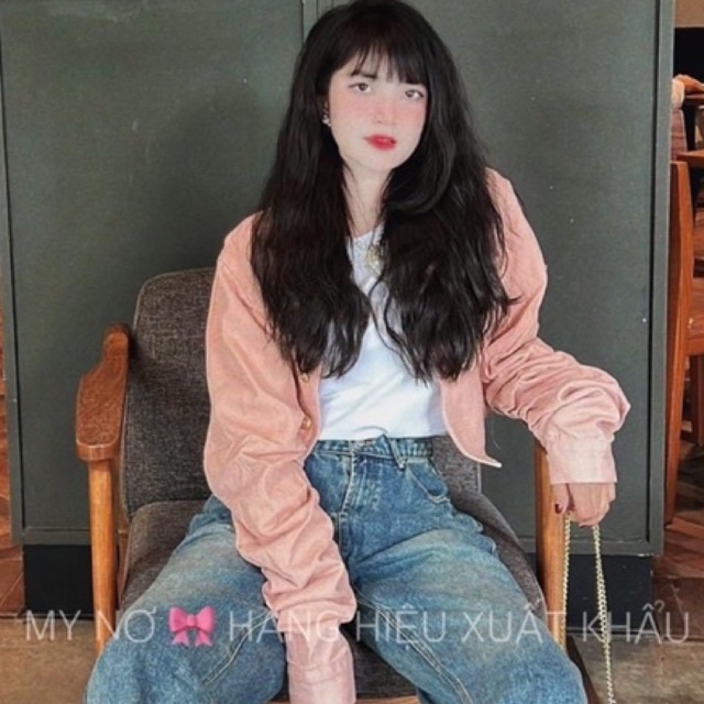 Áo Khoác Kaki Dáng Ngắn Tay Xếp Li Dáng Rộng Áo Bomber Jackets