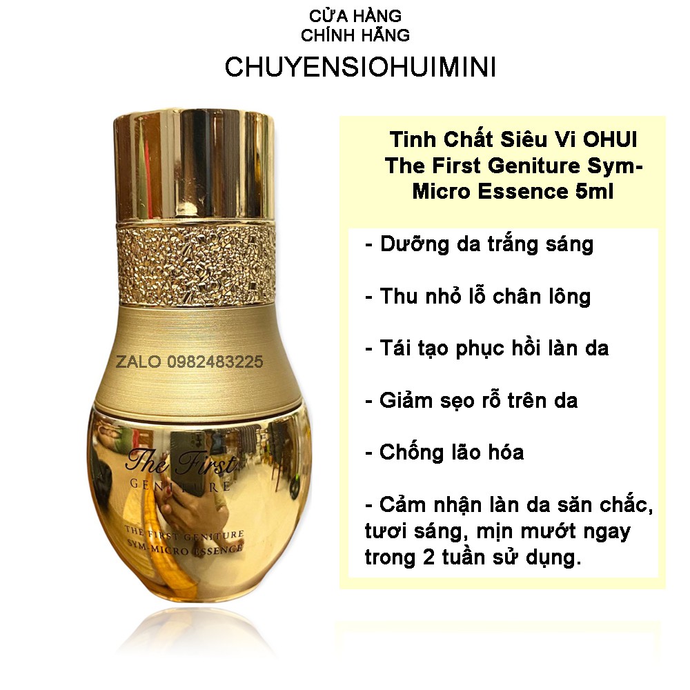 [Mới-Hot] Lọ tinh chất siêu vi thế hệ mới trẻ hóa da, dưỡng sáng mờ nám Ohui The First Geniture Sym Micro Essence 5ml