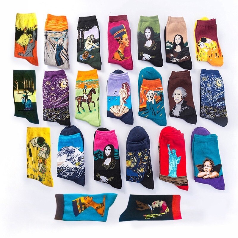 Tất In Hình Tác Phầm Nghệ Thuật Van Gogh - Cotton thoáng khí - Tất Siêu Rẻ