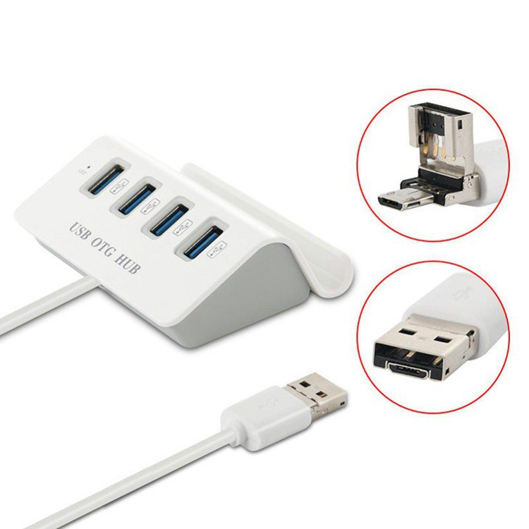 Bộ chia 4 Cổng USB OTG HUB - THIẾT BỊ KẾT NỐI ĐIỆN THOẠI VỚI BÀN PHÍM VÀ CHUỘT CHƠI GAME MOBILE Roblox Minecraft