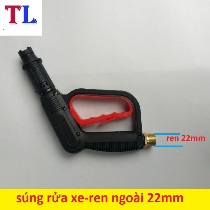 súng rửa xe - Súng phun xịt rửa xe áp lực cao Ren 22mm(cò đỏ)