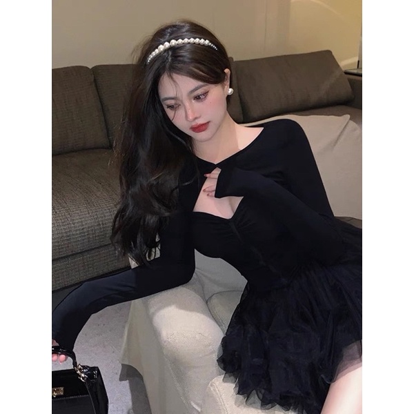 Váy Body Ôm Dáng Đuôi Tầng Xoè Đen Mun Sexy