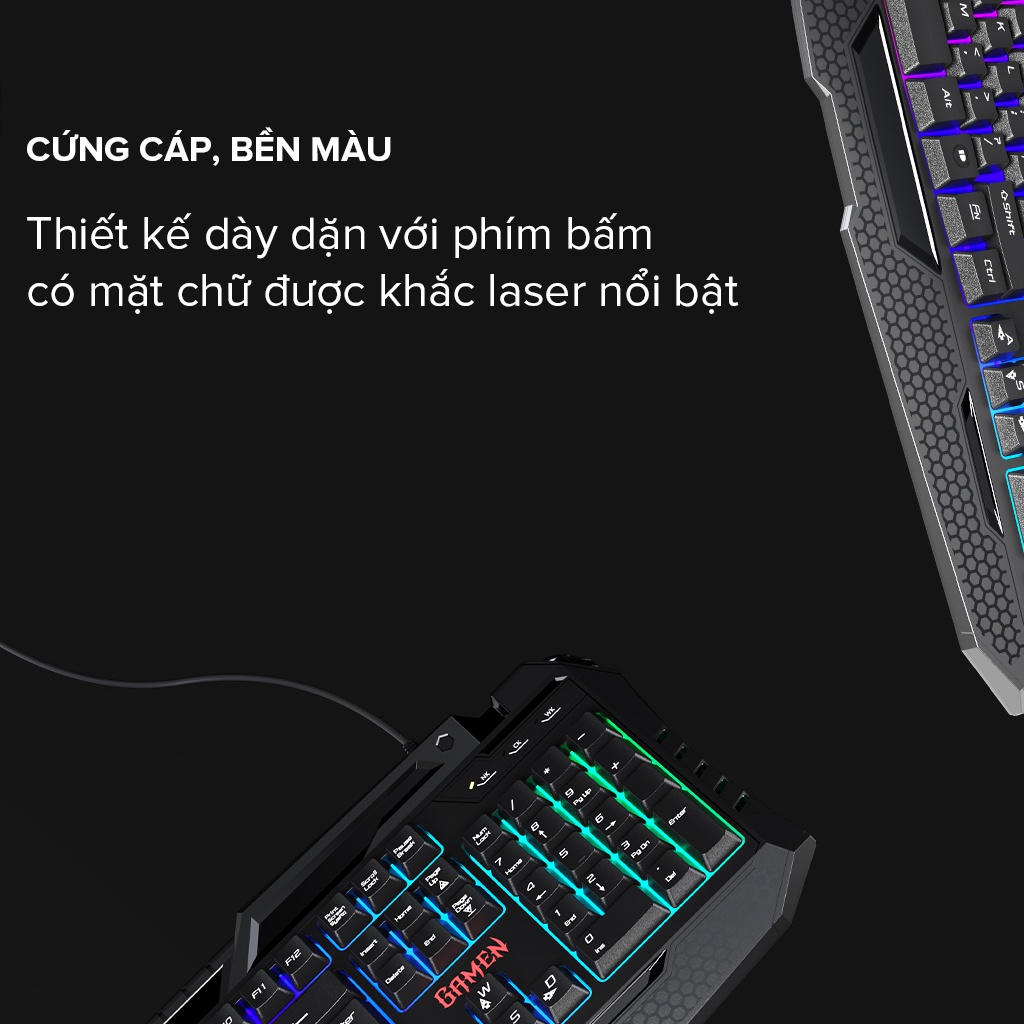 Bộ Bàn Phím Cơ Và Chuột Gaming Gamen Station II Đèn Led Màu Đen Hàng Chính Hãng