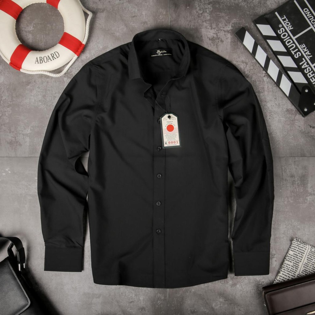 Sơ Mi Nam Cao Cấp Đen Trơn Đẳng Cấp quynhha | BigBuy360 - bigbuy360.vn