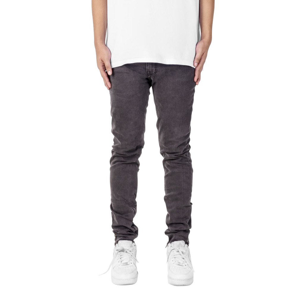 Quần jean nam streetwear cao cấp FNOS Z1 màu xám trơn form slimfit có zip jean thun co giãn | BigBuy360 - bigbuy360.vn