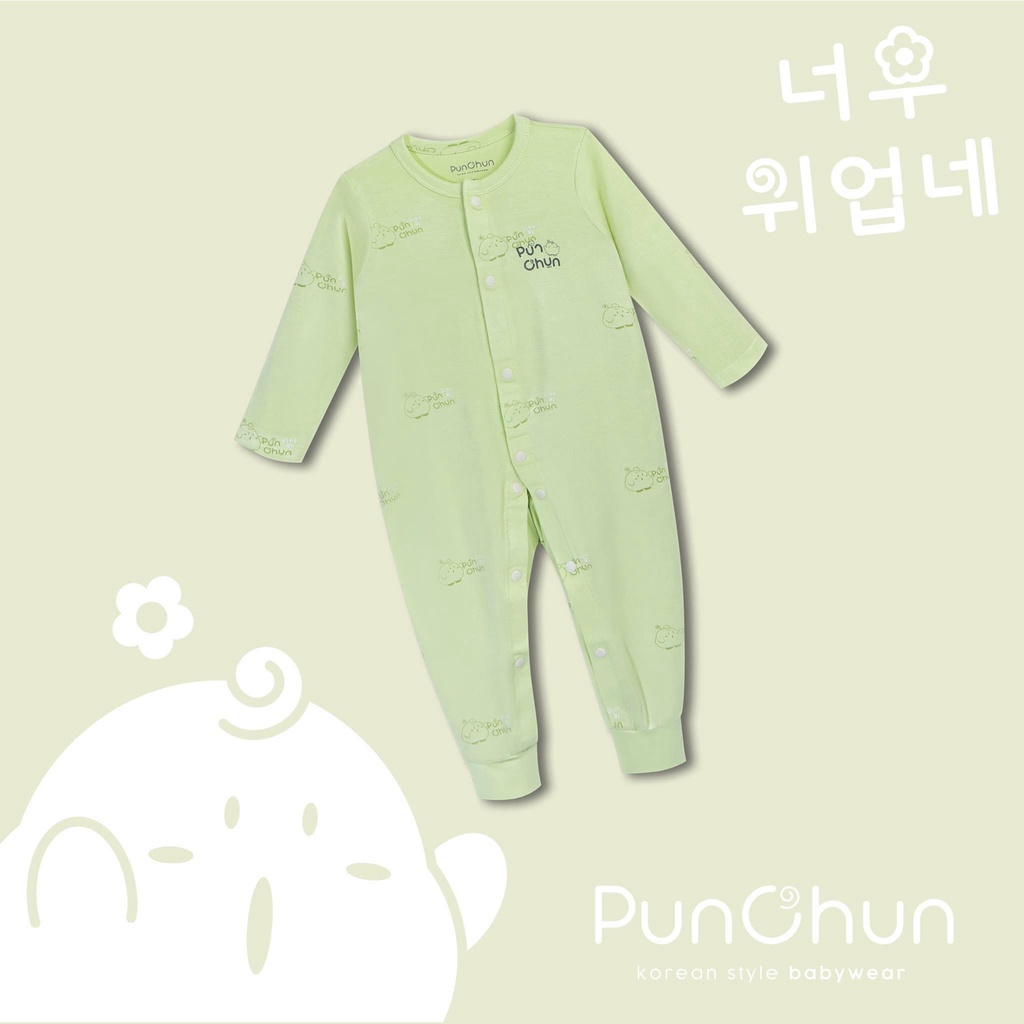 [Chính Hãng] Body dài tay sơ sinh cúc giữa cotton cao cấp họa tiết Punchun