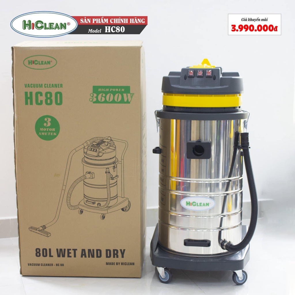 Máy Hút Bụi Công Nghiệp Hiclean HC80 GIẢM 90K TRONG HÔM NAY