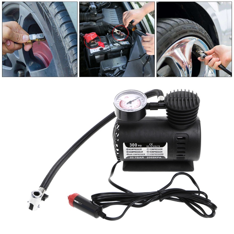 Máy Bơm Lốp Xe Ô Tô Mini Di Động SUN 300 PSI 12V