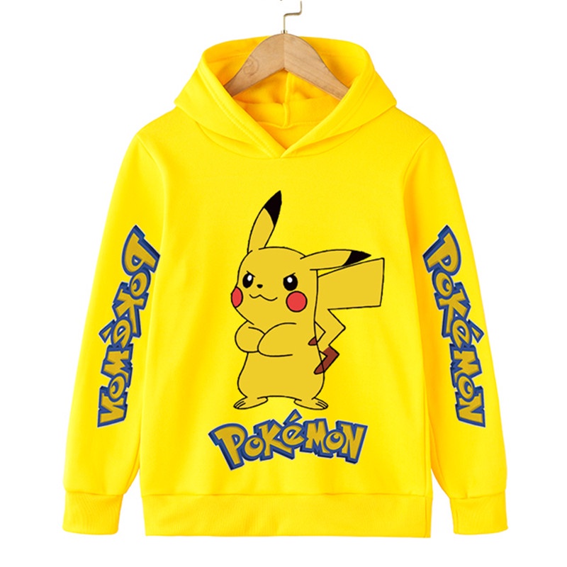 Áo Hoodie Tay Dài In Hình Pikachu Dễ Thương Thời Trang Mùa Thu Cho Bé Trai Và Gái 4-14 Tuổi