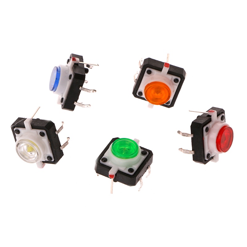 Set 10 Công Tắc Nhấn Đèn LED 5 Màu 12x12x7.3mm
