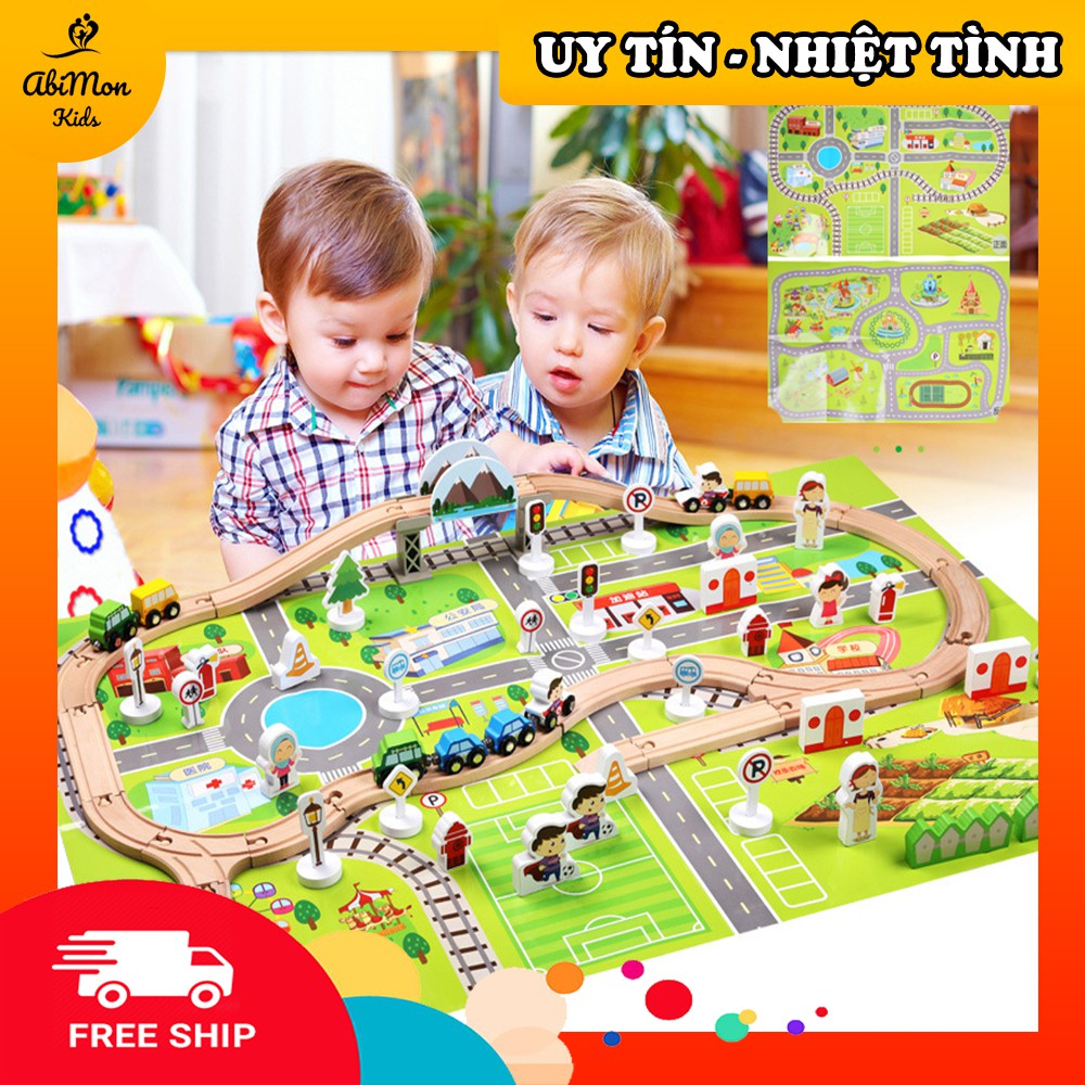 Bộ Ghép Mô Hình Giao Thông Thành Phố (80 chi tiết - SIÊU ĐẸP)  Montessori cao cấp ✨ Đồ chơi Gỗ - An toàn - Thông minh