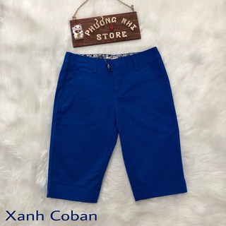 Quần Lửng Kaki Thun Màu Xanh Coban / Quần Lửng Nữ Trơn Basic