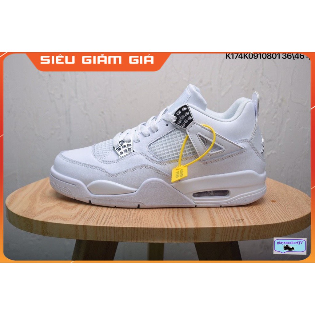 ( Ảnh thật ) Giày thể thao AIR JORDAN 4 Retro Pure money full trắng siêu đẹp cho nam và nữ siêu đẹp