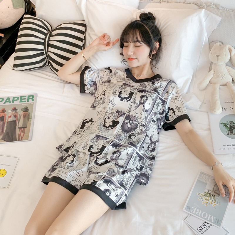 Quần áo ngủ nữ Pyjama mùa hè thoáng mát có nhiều hoạ tiết đẹp