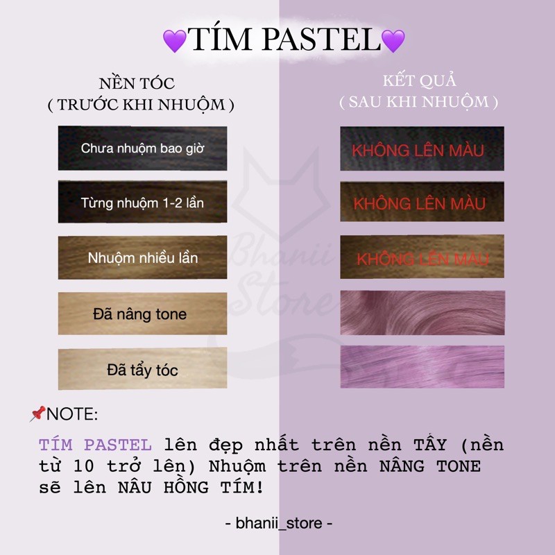 Thuốc nhuộm tóc Tím Pastel bhanii store