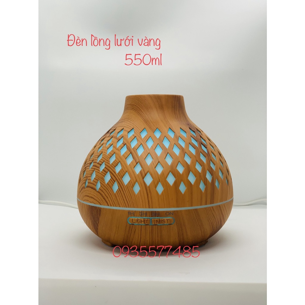 Máy Xông Tinh Dầu Đèn Lồng Lưới 550ML TĂNG TINH DẦU 10ml BH 18T Có remote điều khiển