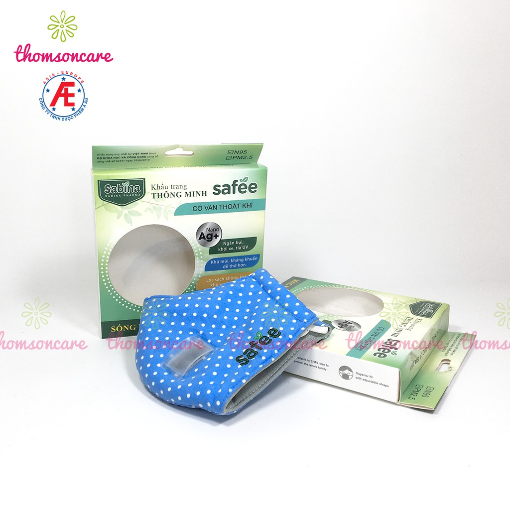 Khẩu trang vải có van thoát khí và đệm mũi, dễ thở, kháng khuẩn y tế từ Nano bạc Safee