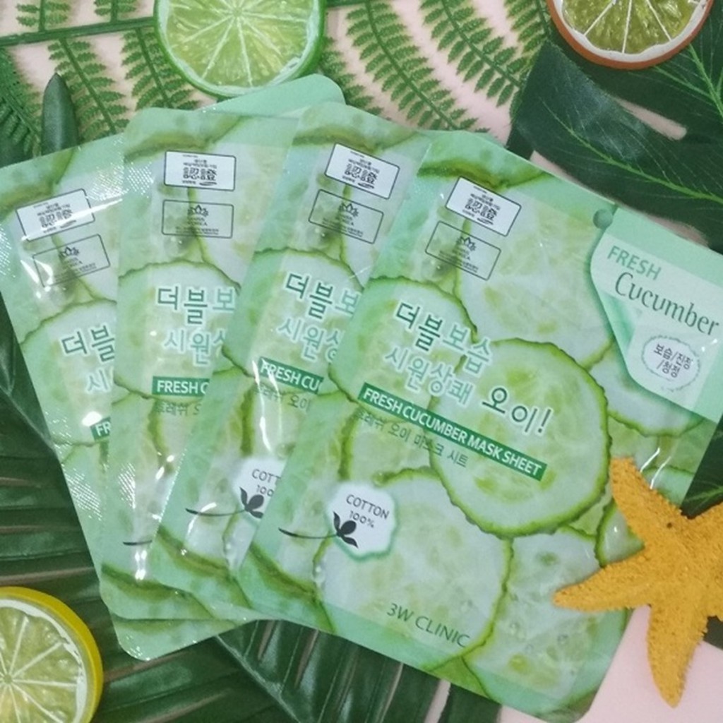 Mặt Nạ Dưỡng Da Chiết Xuất Dưa Leo 3W Clinic Fresh Cucumber Mask Sheet 23ml