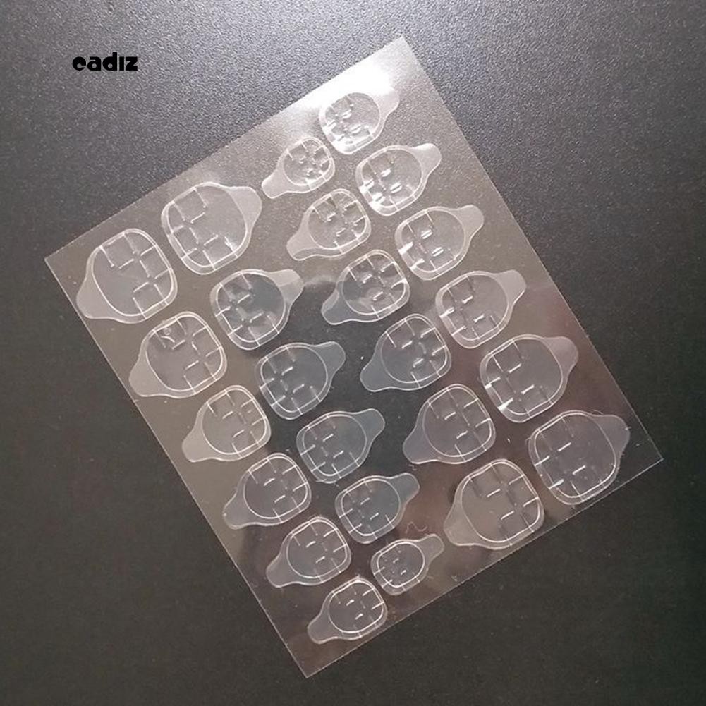 [Hàng mới về] Tờ 24 miếng dán keo đánh bóng móng tay 2 mặt bằng nhựa trong suốt