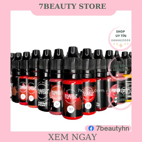 Mực phun xăm hữu cơ bám nhanh đủ màu Makeup Tattoo (Nga)