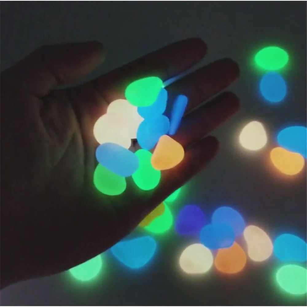 Bộ 50 Viên Đá Dạ Quang Nhiều Màu Trang Trí Bể Cá