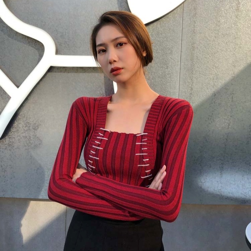 Áo Dệt Kim Tay Dài Dáng Ôm Thời Trang Sang Trọng Cho Nữ