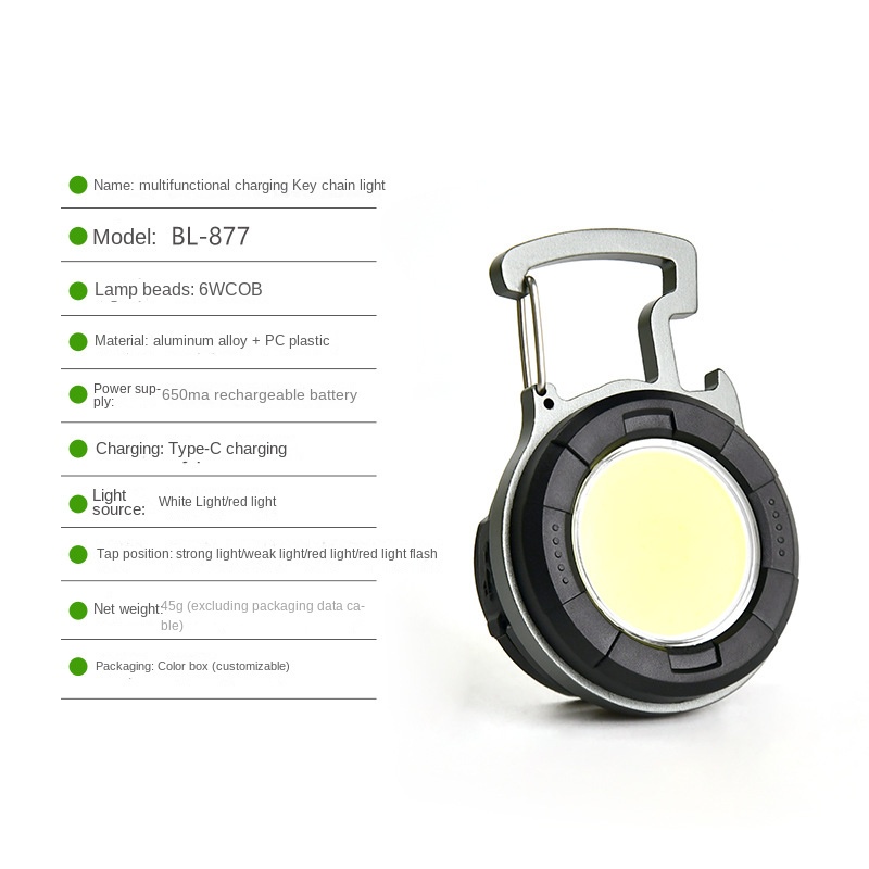 Móc Khóa Đèn Led Cob Mini Đa Ứng Dụng