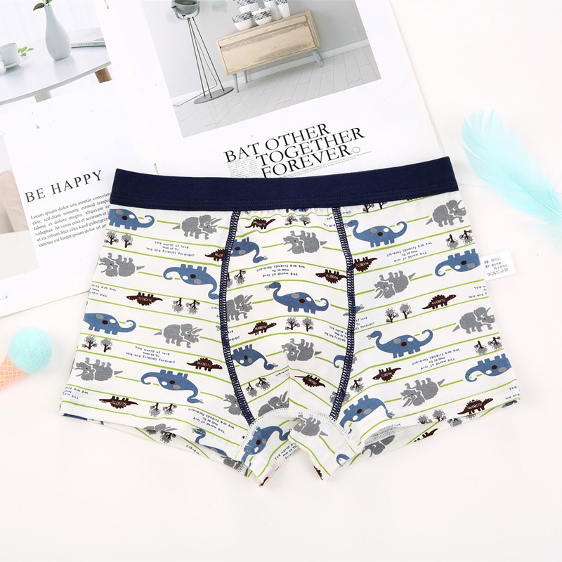 Hộp 3 quần lót dạng đùi Boxer bé trai Hàn Quốc 100% cotton mẫu Khủng Long TangMeng