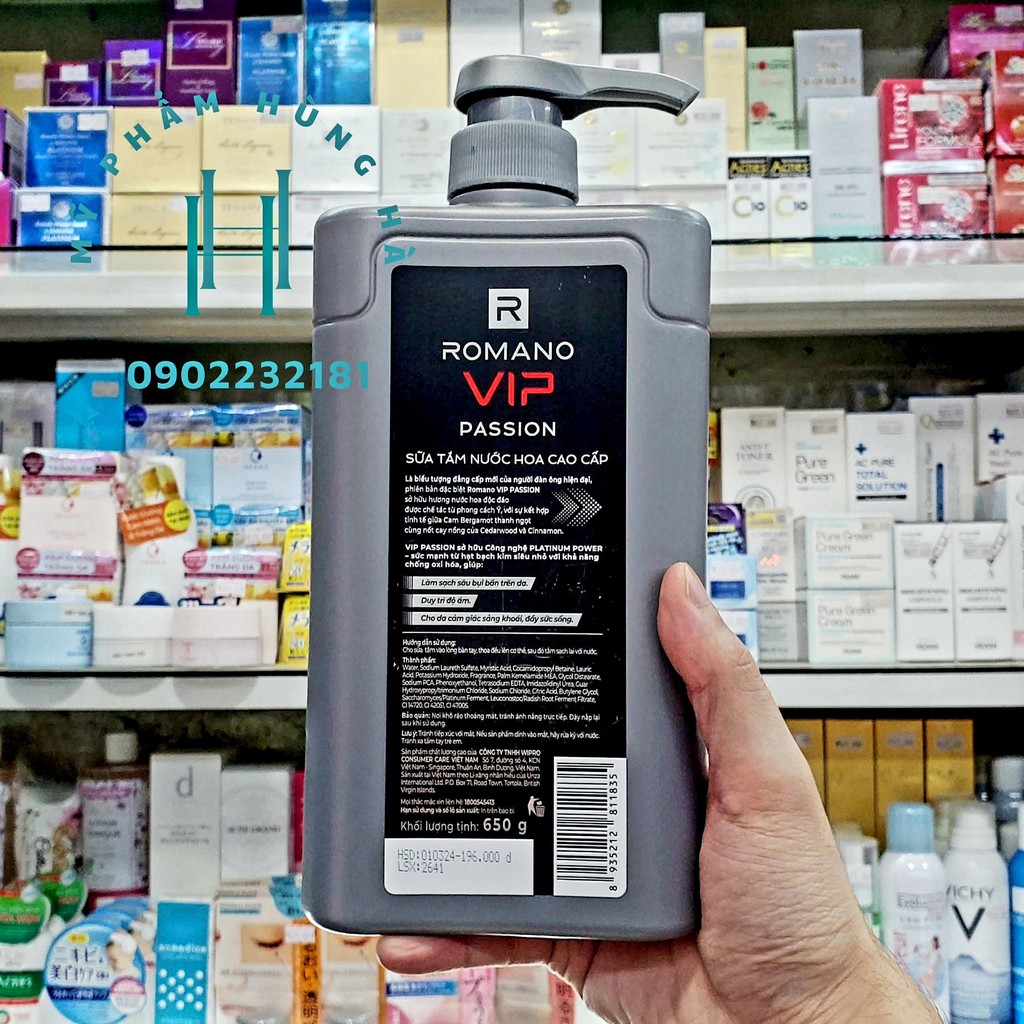 Sữa tắm Romano Vip, sữa tắm nước hoa nam cao cấp 650ml