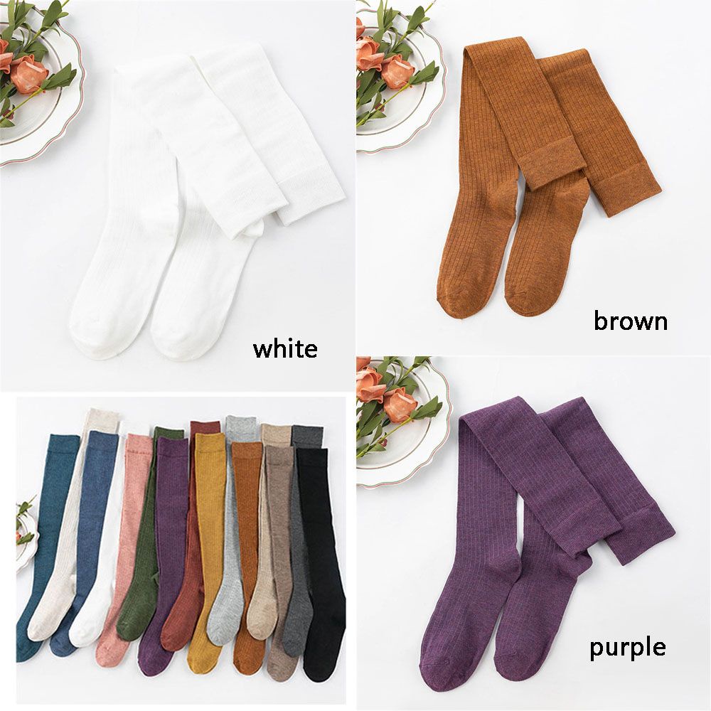 Vớ ống dài qua gối màu trơn kẻ sọc gợi cảm thời trang xuân thu MIHAN1 cho nữ