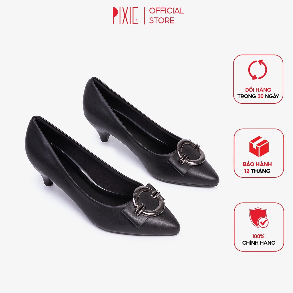 Giày Cao Gót 3cm Gắn Khoá Tròn Pixie X590