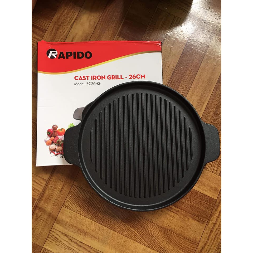 (Sẵn hàng) Chảo nướng tròn gang Rapido size 24cm và 26cm