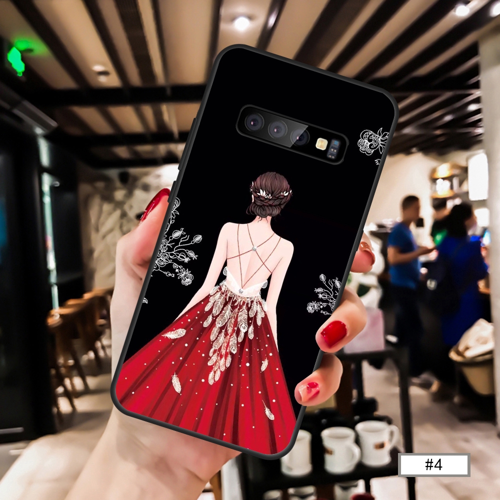 Ốp điện thoại bằng nhựa mềm hình cô gái đẹp mặc váy cho Samsung S8 S8 plus S9 S10 S10+ Note8 Note9 Note10 10+