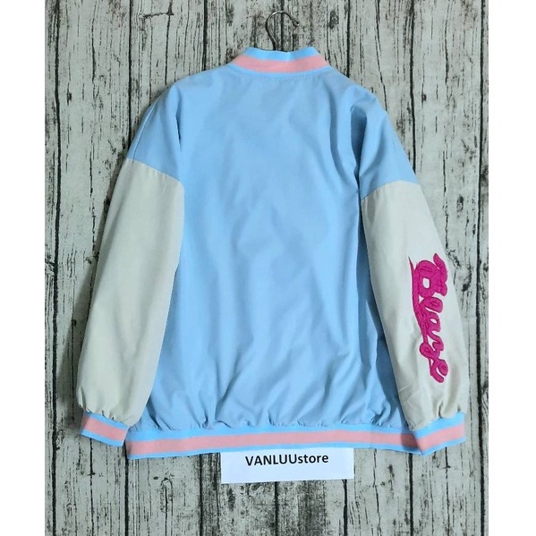 Áo bomber nữ form rộng thêu họa tiết trái tim áo khoác bóng chày thời trang ulzzang