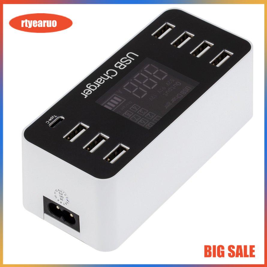 8-port Usb Mobile Phone Charger Lcd Digital Display 5V 8A 40W Intelligent Jack