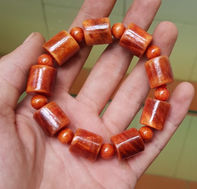 Vòng tay nam gỗ huyết long đốt trúc hạt tròn 14 ly  - Vòng tay may mắn