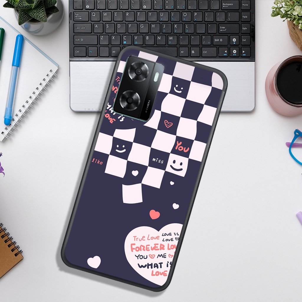 Ốp Lưng OPPO A57 4G (2022)   , In Hình &quot;Black Heart&quot; Phong Cách Đẹp.