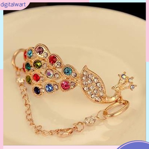 Vòng Đeo Tay Kim Loại Hình Chim Công Đính Đá Màu Vintage Sành Điệu Trẻ Trung Cho Nữ
