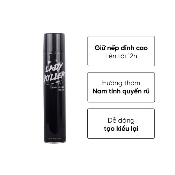 Gôm xịt tóc 30Shine độc quyền Lady Killer giữ nếp tóc cực đỉnh suốt 24h thách thức nón bảo hiểm 360ml