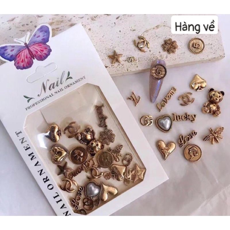 Set charm đồng trang trí móng 30 viên