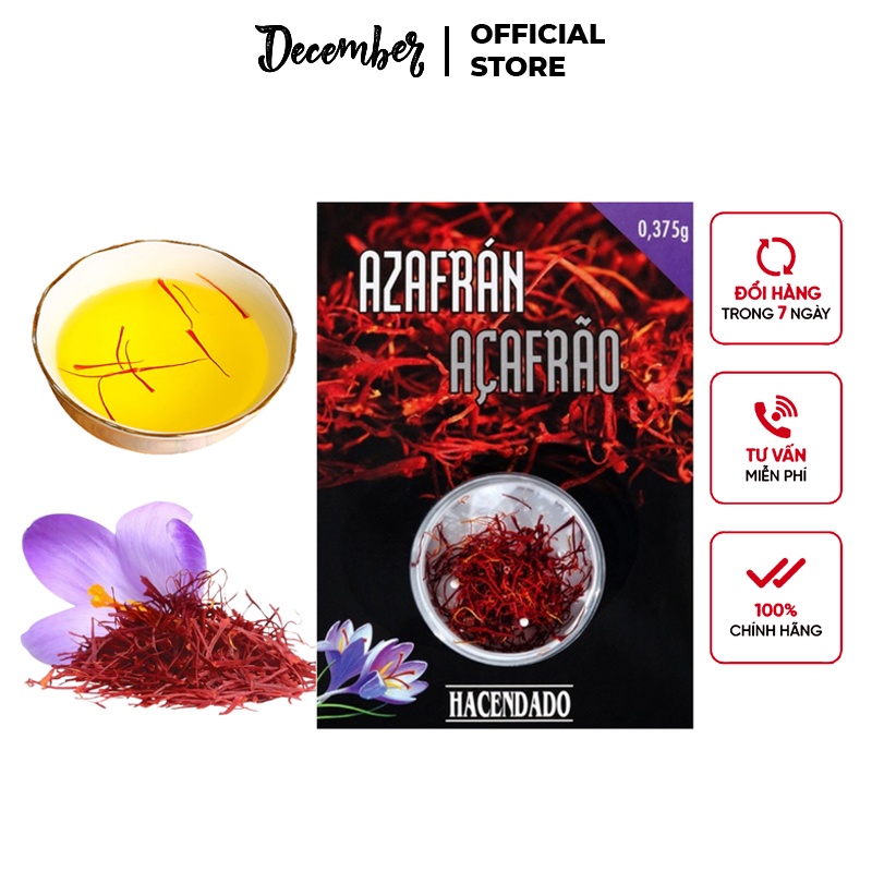 Nhụy Hoa Nghệ Tây Saffron Azafran Acafrao Chính Hãng Tây Ban Nha 0,375g - December