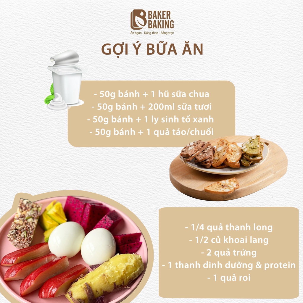 Combo 5 hộp bánh dinh dưỡng hỗ trợ giảm cân, ăn kiêng Baker Baking 100g