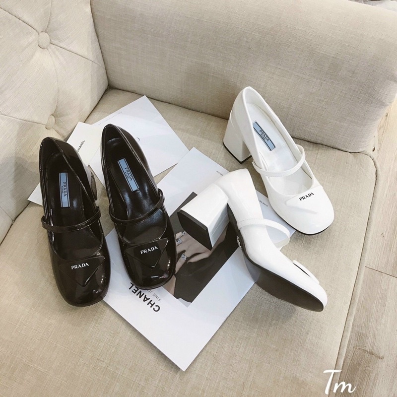 Giày Ball PRADA Gót Vuông 5 Phân Sang Chảnh Doliie