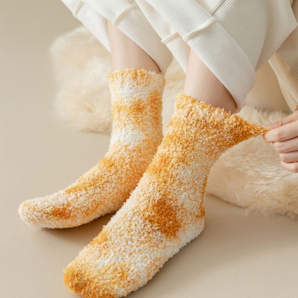 Vớ Ống Lửng Polyester Lông Cừu San Hô Dày Dặn Giữ Nhiệt Mùa Thu Đông Cho Nữ