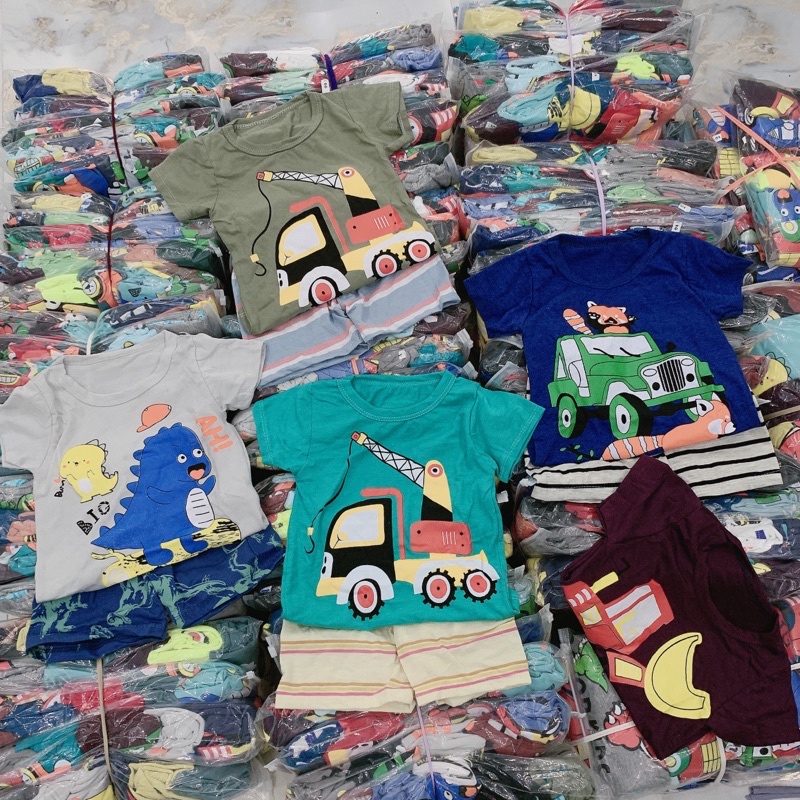 [0-5 tuổi] B5119 Combo 5 bộ bé trai cotton cho bé từ 6-18kg
