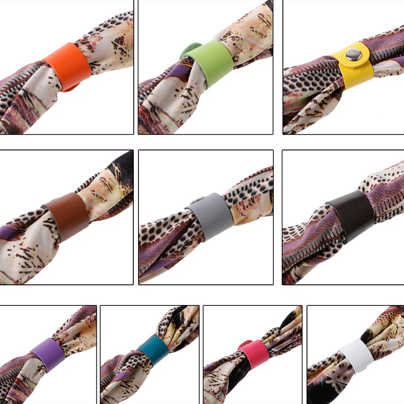 Set 10 Vòng Kẹp Khăn Quàng Cổ Bằng Da Lụa Thanh Lịch Thích Hợp Làm Quà Tặng Cho Bạn Nữ