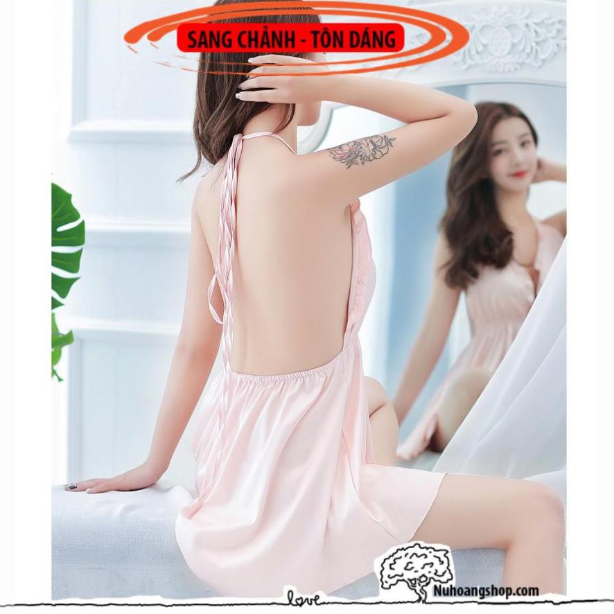 Váy phi lụa sang chảnh mặc nhà V606-đồ ngủ phi bóng LaD
