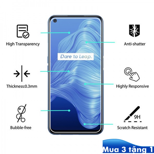 Kính Cường Lực Cho OPPO Realme Reno3 Reno4 A52 A53 A55 A71 A72 A73 A77 A79 A83 A91 A92 A93 V3 V5 7 Pro 2017 2018 2020