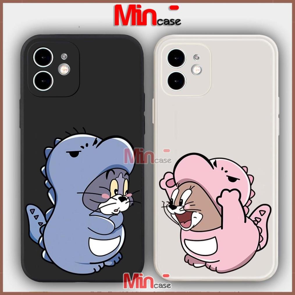 Ốp lưng iphone 6/6s/7/8/X/XS/Xr/11/12/13 Pro Plus Max Cạnh viền vuông silicon mềm dẻo hình tom jerry cute dễ thương đẹp