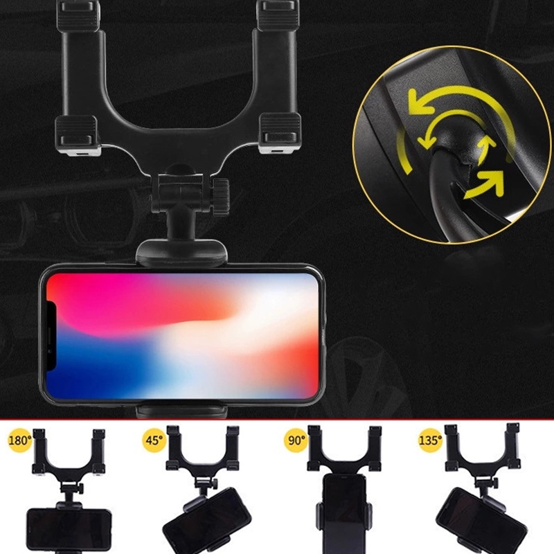Giá Đỡ Điện Thoại/GPS Xoay 360 Độ Gắn Kính Chiếu Hậu Xe Hơi° Giá Đỡ Điện Thoại Gắn Tấm Che Nắng Ô Tô Xoay Được Tiện Dụng